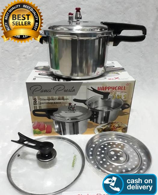 Hybrid Tech - Panci Presto Set Happy Call 8 Liter 3 In 1 GRATIS ONGKIR + Tutup Kaca REAL PICTURE