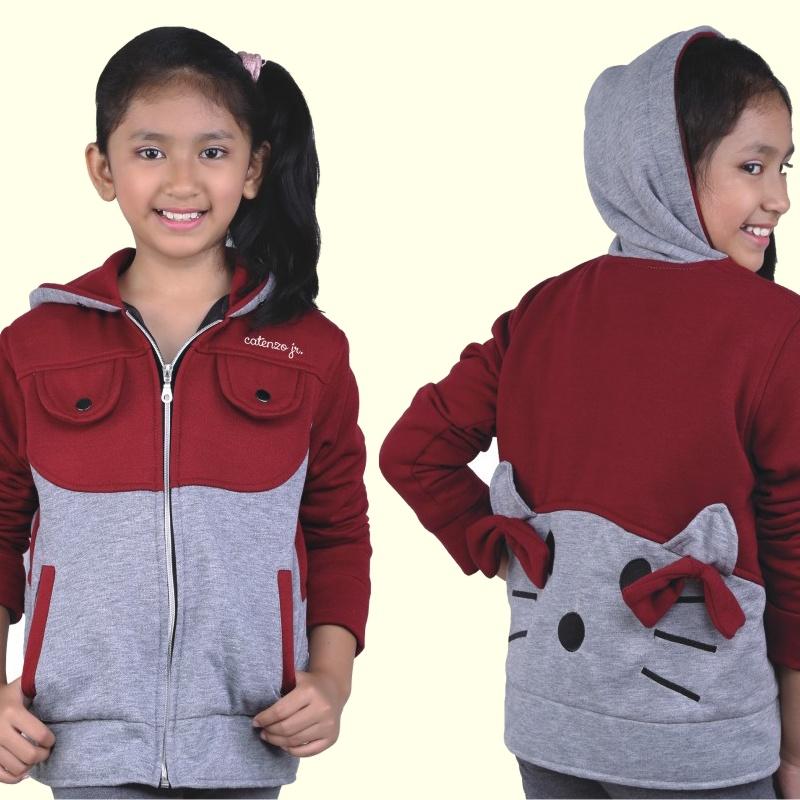 Jaket Kasual Anak Perempuan Umur 6 - 12 Tahun CDI 124-529 Abu Kombinasi