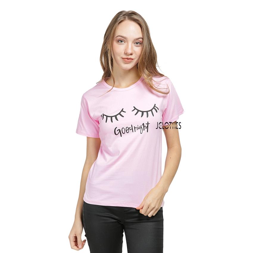 JCLOTHES Kaos Cewe / Tumblr Tee / Kaos Wanita Good Night - Pink