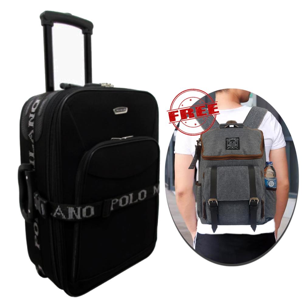 Promo Ramadhan Free Gift - Koper Polo Milano Koper Bahan Koper Baju Koper Original Koper Murah Koper Travel 210-16 Ukuran 16 Inchi Expandable Import Original - Black + Tas Korea Tas Ransel Pria Tas Punggung Tas Laptop Tas Pria 7788 Style Korea - Grey
