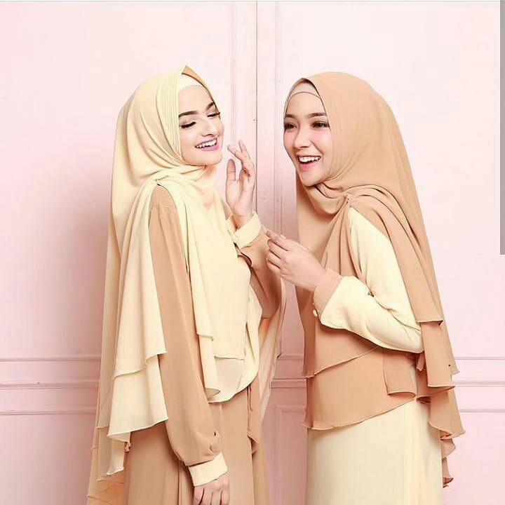 Baju Muslim Aisyah Syar'i Wolfice Gamis + Kerudung / Khimar Muslim Panjang Dress Wanita Hijab Pakaian Syari Trendy Fashion Cewek Terbaru Termurah Simple Casual Maxy Kekinian 2018