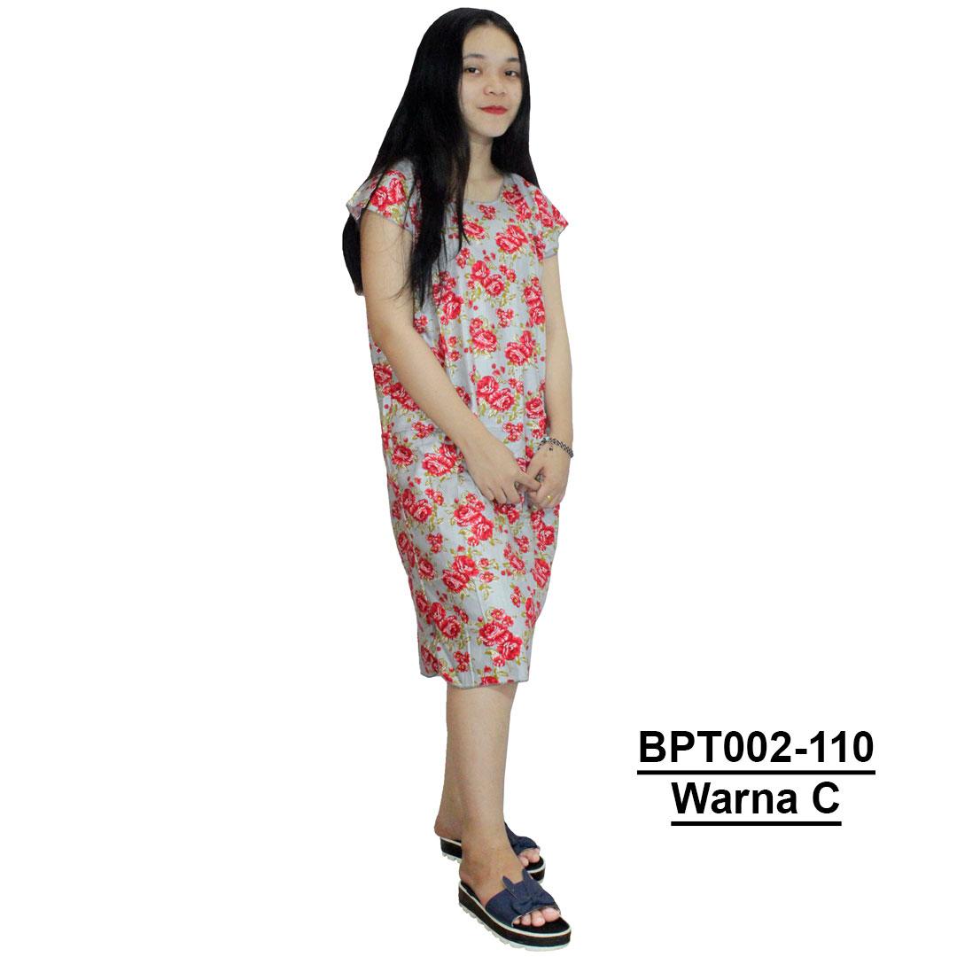 Dress Santai, Midi, Atasan Batik - Motif Bunga - (BPT002-110) Batikalhadi Online