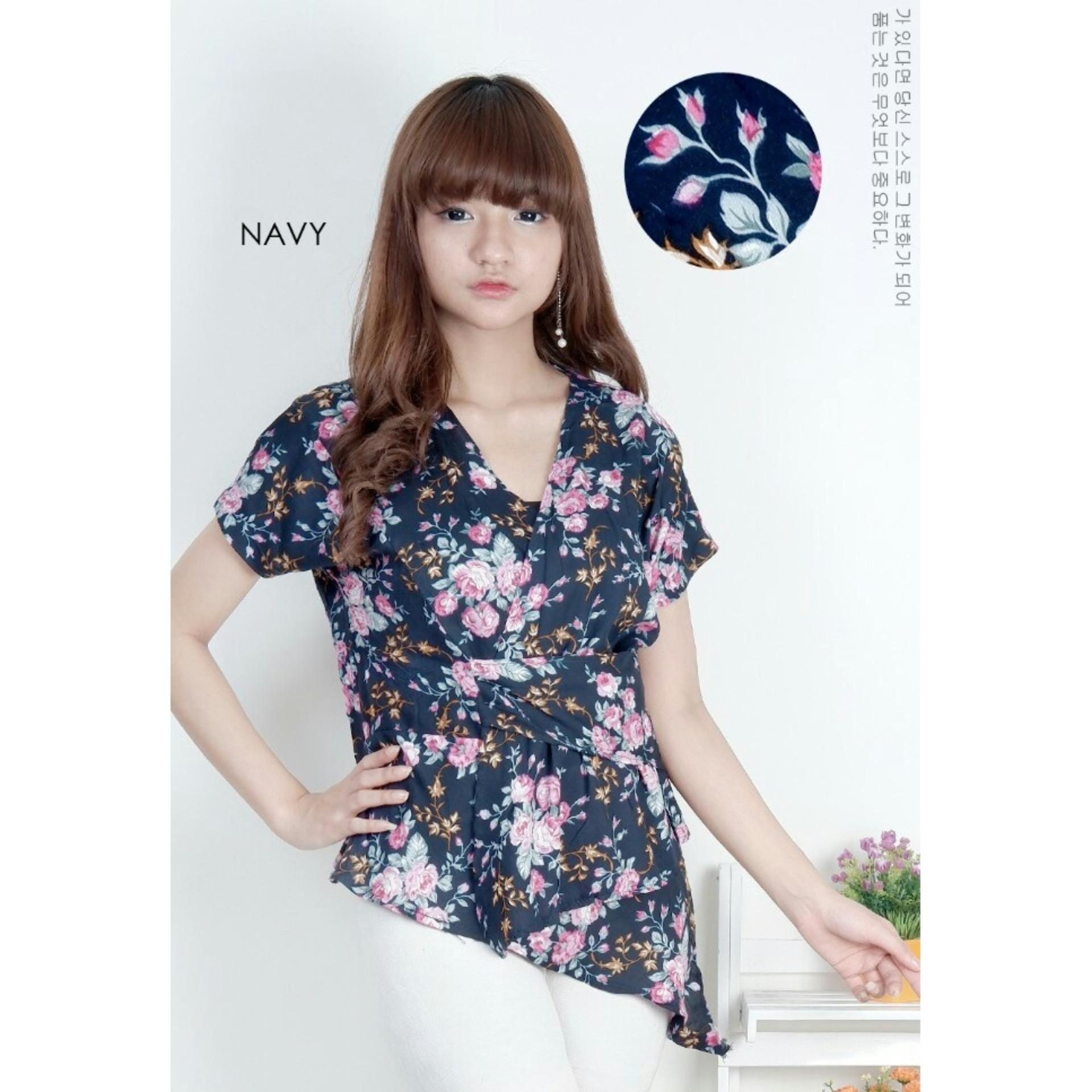 AmorShop Blouse Kimono Flowi /Atasan Wanita /Blouse Vneck