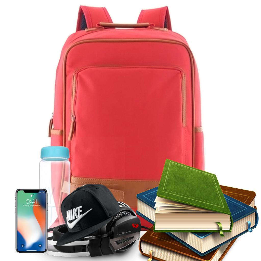 Tas Ransel Import / Tas Punggung / Ransel / Backpack / Tas Sekolah / Travel Bag ( 3P Fashion Import BackPack model Kancing Bawah ) - Red