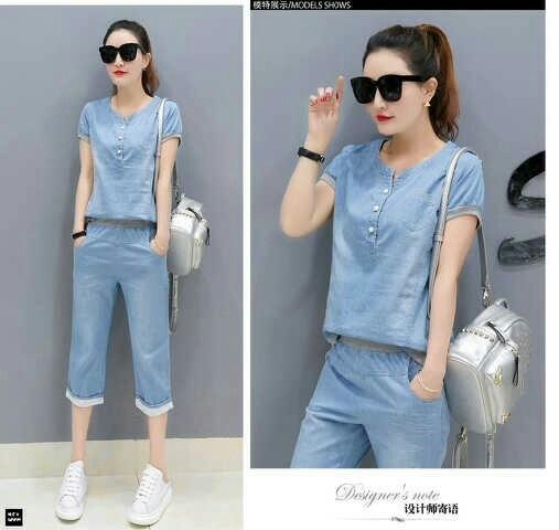 xavier setelan all Denim / setelan Jeans Wanita Premium / Baju Jamsuit jins Celana Kodok / Setelan (udhiga SEOUL)  - Setelan Wanita /Jamsuit / Jamsuit Wanita / Celana Panjang / Celana Kodok / Baju setelan jeans