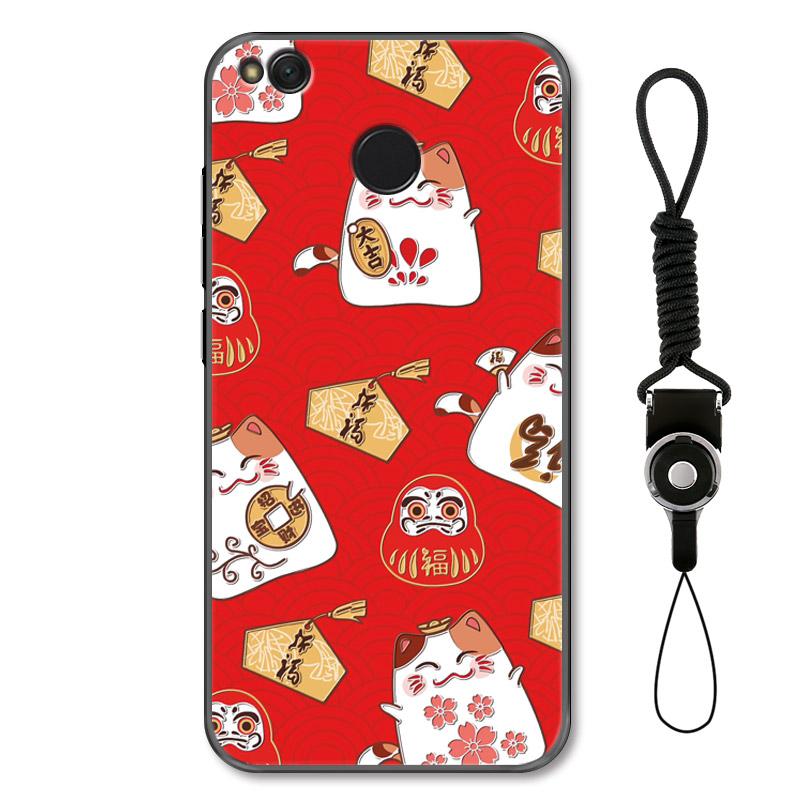 SHJIX kucing pembawa keberuntungan Xiaomi Redmi 4a Casing HP Tahun Baru Acara Bahagia anti jatuh Kartun Ukiran 3 dimensi Redmi 4x Casing pasang