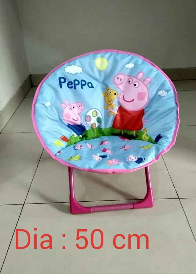 KURSI BULAT SANTAI ANAK KARAKTER - PEPPA - BISA DILIPAT, TERBARU!!!