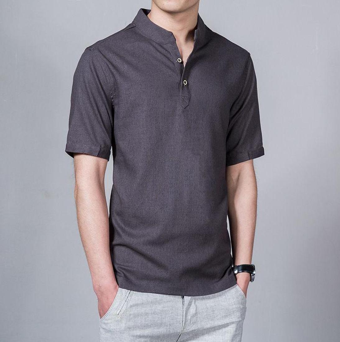 Kemeja koko Lazuardi bermerek Tangan Pendek Warna Abu Misty Distro Bandung Fashion Pria Keren Terbaru Nyaman di Pakai Simple Eleghan Tersedia 8 warna DISKON