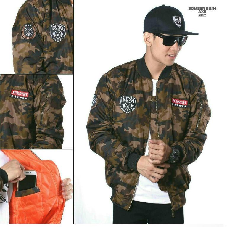 jaket Bomber pria loreng army jaket tentara jaket adventure warior collection