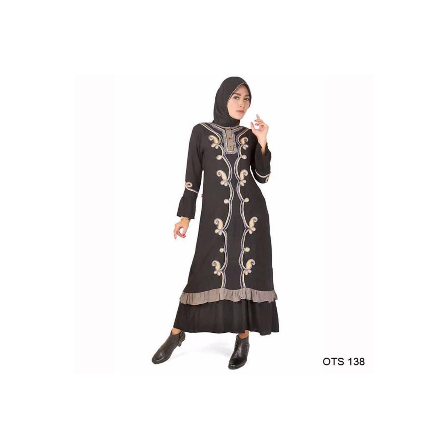 murah Baju Gamis wanita Bahan Katun warna Hitam