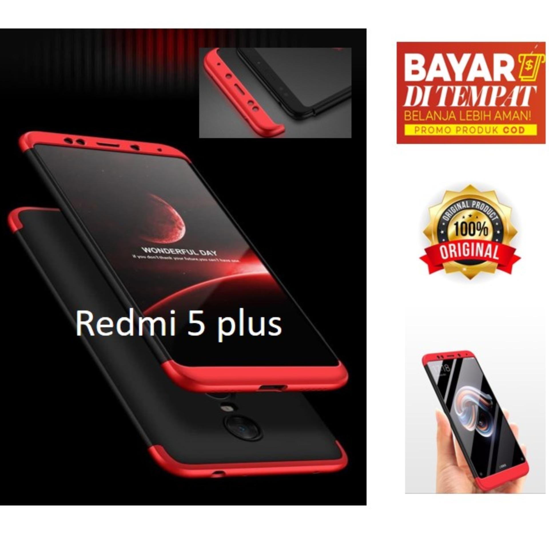 Case 360 Hardcase Premium Front Back 360 Degree Full Protection Case Quality Grade A for Xiaomi Redmi 5 Plus/CASE 360 PREMIUM  FULL DEPAN BELAKANG  UNTUK XIAOMI REDMI 5 PLUS/ REDMI NOTE 5 PLUS - HITAM LIST MERAH