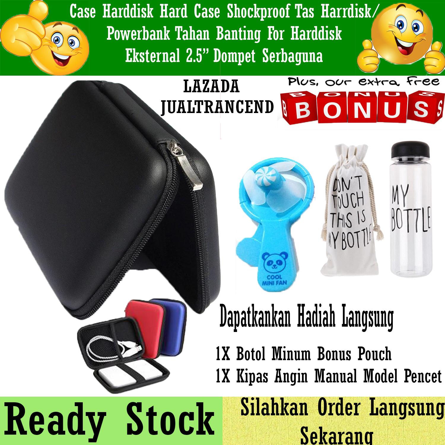 Promo Case harddisk Hard Case Shockproof Tas Hardisk / Powerbank Tahan Banting for External HDD 2.5 inch Pouch Bag - Hitam - Free Botol Minum Bonus Pouch & Kipas Angin Mini Manual Pencet Tanpa baterai