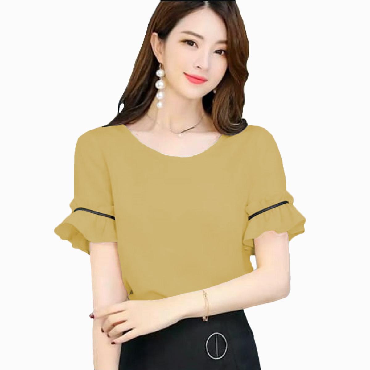 Blouse Tangan Pendek Wanita Gaya Korea Model Terbaru - Jfashion Atari