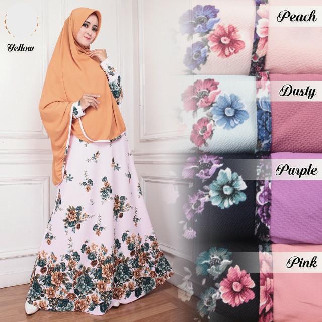 GAMIS MISBEE BERGO / MINIMAL ORDER 3 PCS / TERLARIS MISBI MOTIF / GAMIS YANG LAGI TRENDY / GROSIR (Misbee – SoftRed)