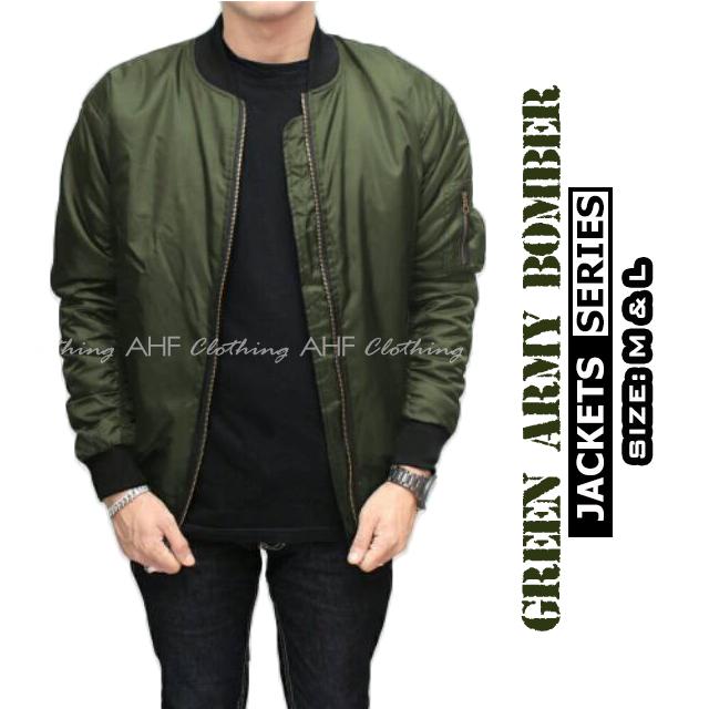 Jaket Bomber Polos - Hijau Army