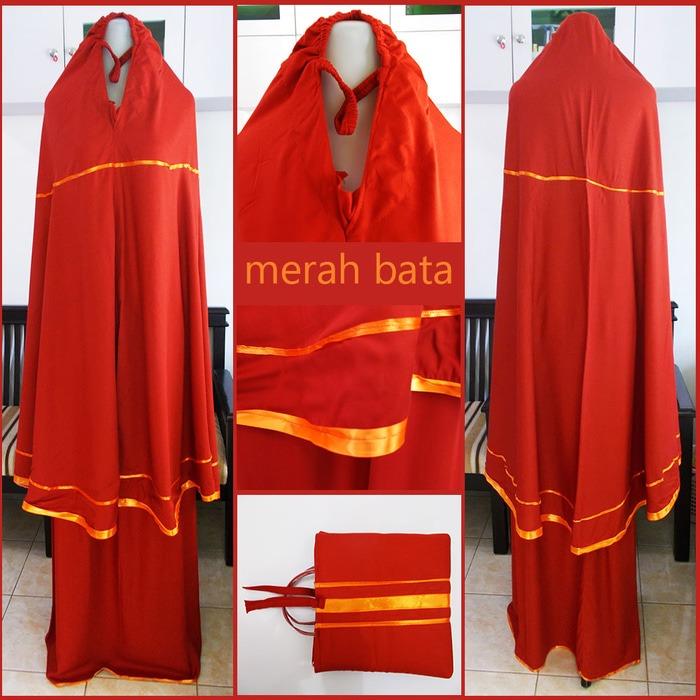 Mukena Bali Traveling|mukena polos|warna merah bata