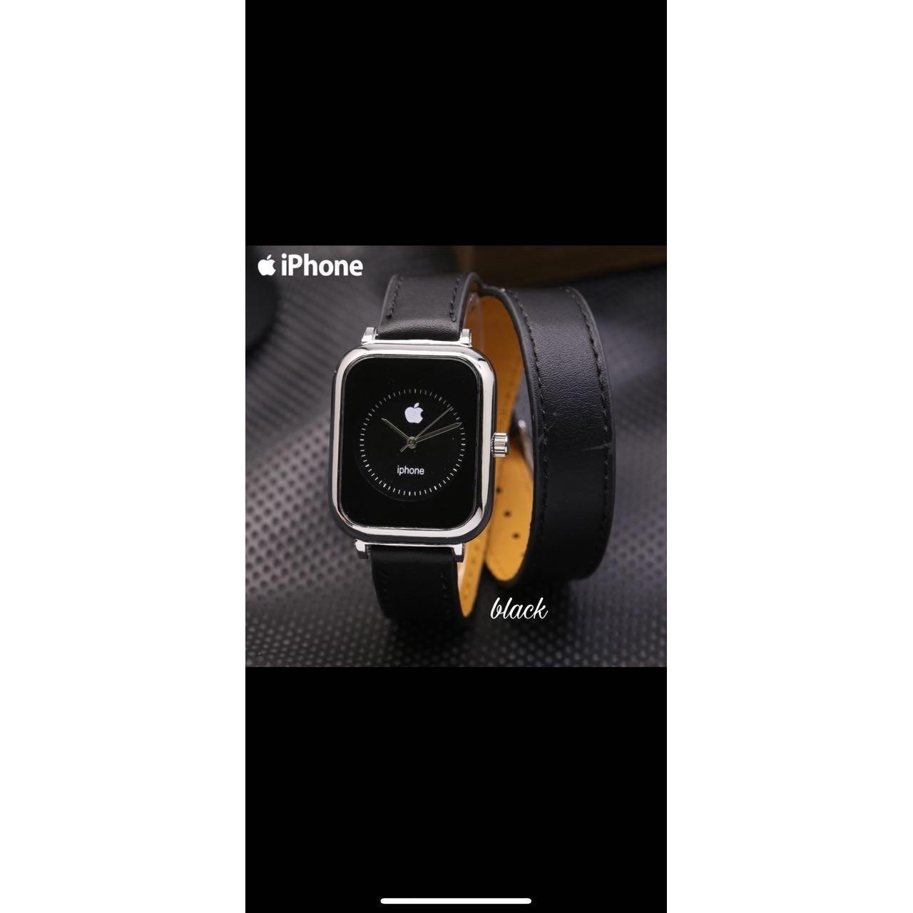 IPhone-Jam Tangan Wanita-Kasual Fashionable-Tali Kulit-Hitam