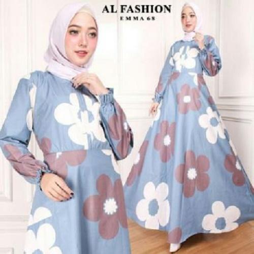 SUPPLIER GROSIR 15295 V24 MAXI BUSUI MAXY SYARI GAMIS LENGAN PANJANG BAJU MUSLIM FASHION BUSANA MUSLIMAH WARNA BIRU MURAH KEKINIAN BAHAN KATUN