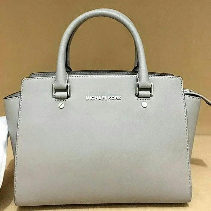 JUAL TAS MICHAEL KORS SELMA MEDIUM PEARL GREY AUTHENTIC ORIGINAL ASLI