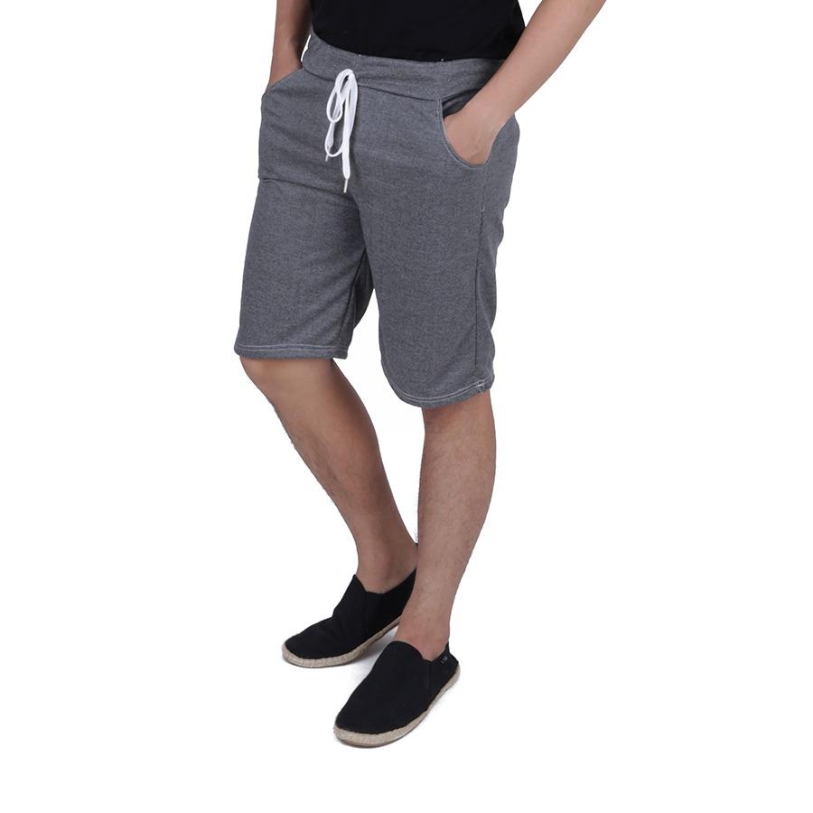 Elfs Shop - Celana  Pendek Pria Sweatshirt Jogging Shorts Simple Pants - Hitam