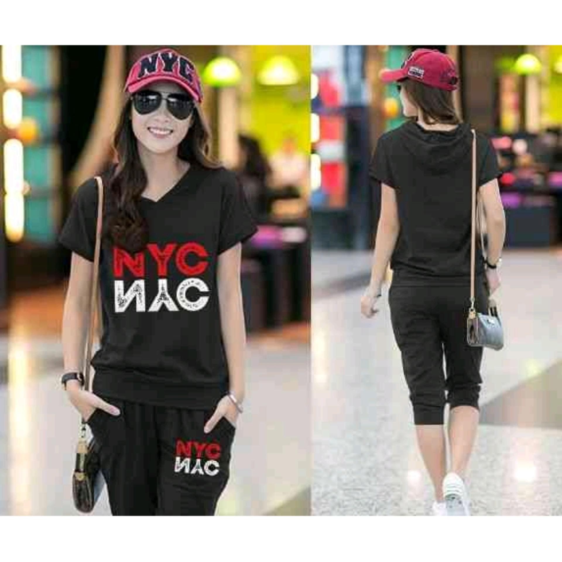 NitaFashion Stelan NYC Hitam Set Pakaian Wanita