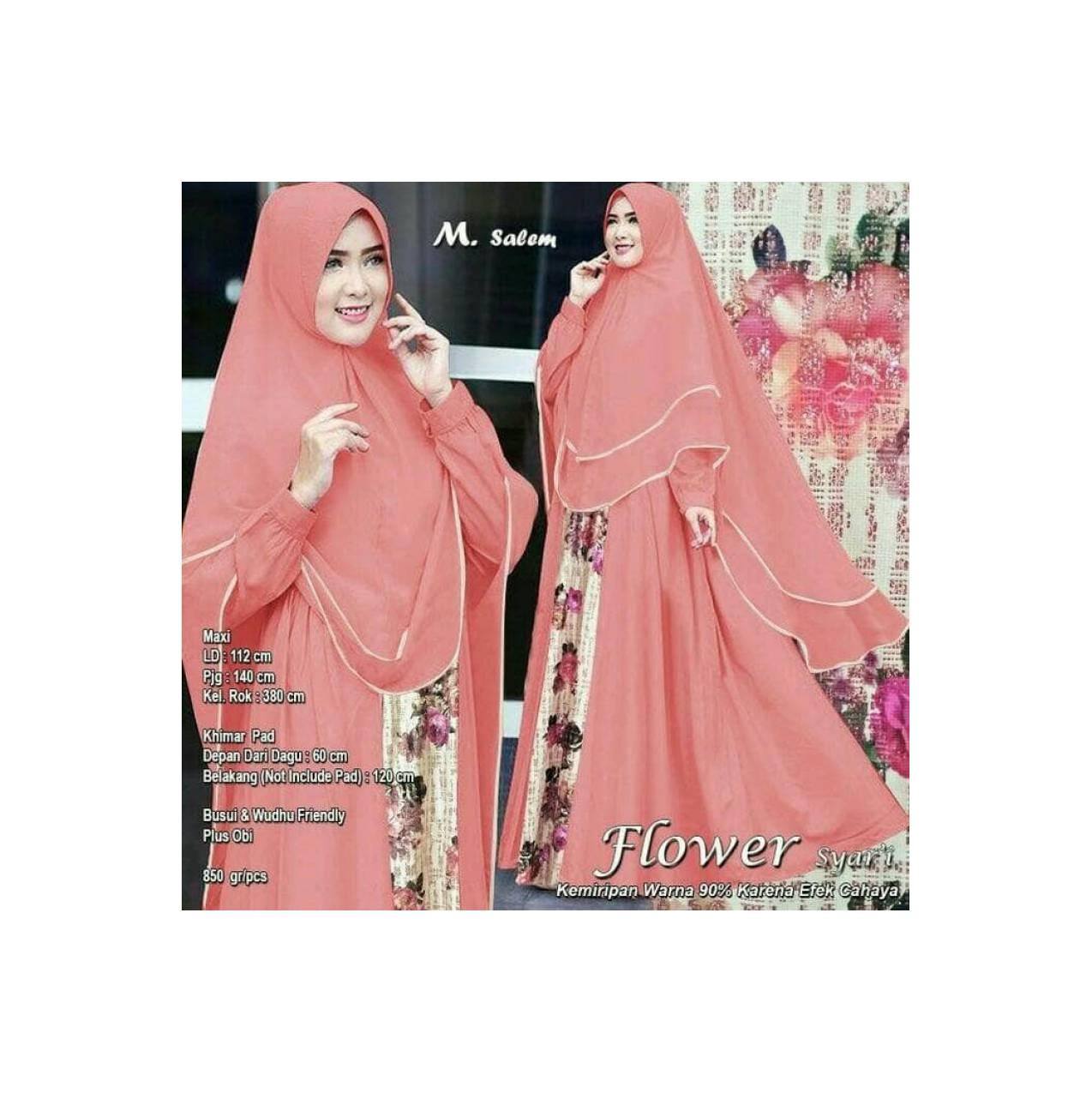 ungu hijau salem maxi gamis baju pesta muslim hijab bunga xxl jumbo xl