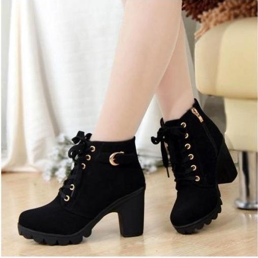 Sepatuafa- High Heels Sepatu Boots Tali Mm18 Hitam