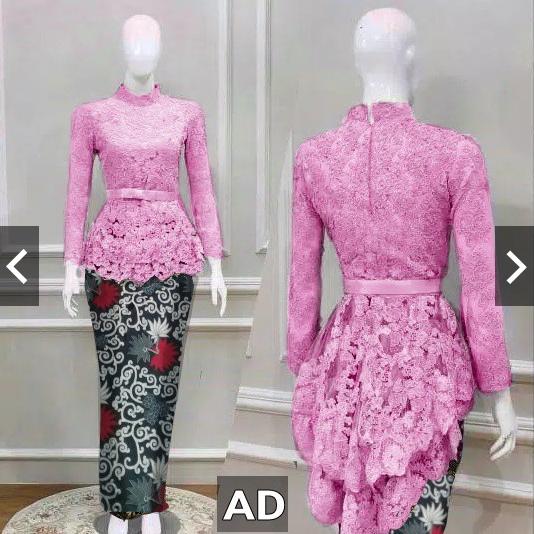 TotallyGreatShop Setelan Kebaya Modern Brukat Brokat + Rok batik Silk - Setelan Batik Wanita Kebaya Pesta Set - Wisuda - Kondangan Muslimah - Kebaya Muslim - Gamis Kebaya Hijaber - Fashion Busana Muslimah Hijab Jilbab Kebaya Encim ihpatricia
