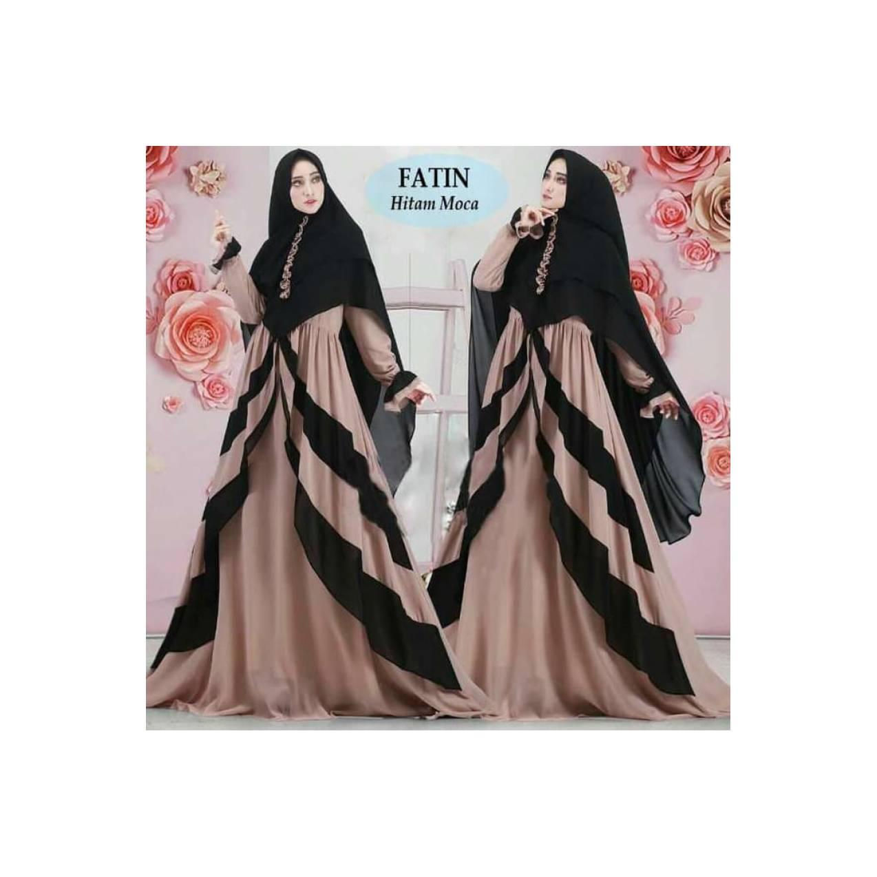 BAJU BUSANA MUSLIM GAMIS FATIN SYARI HITAM MOCCA BERGO SOFT PED