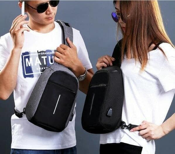 tas selempang pria / tas selempang pria kulit / tas selempang pria eiger / tas selempang pria polo / tas selempang pria keren / tas selempang pria bodypack / Best Seller Tas Selempang Anti Maling/Anti Air (Smart Crossbody Bag) - Hitam DISKON MURAH!!!