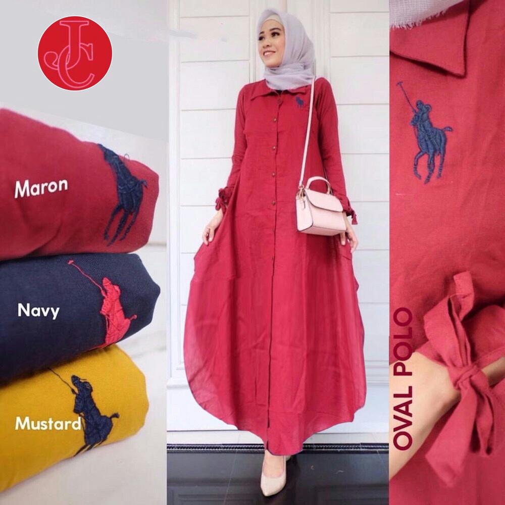 J&C Dress Maxi Oval Polo Bordir / Dress Maxi / Maxi Muslim / Maxi Dress / Dress Muslim / Busana Muslim / Dress Katun / Baju Muslim / Baju Gamis Wanita / Setelan Muslim / Hijab Fashion / Hijab Style