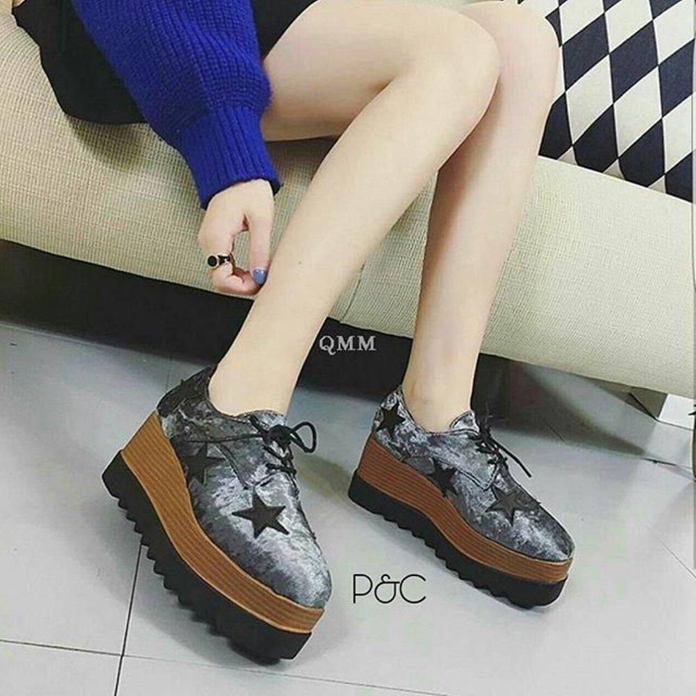 Sepatu murah Wedges QMM Star (semikulit) Lazada Flash Sale