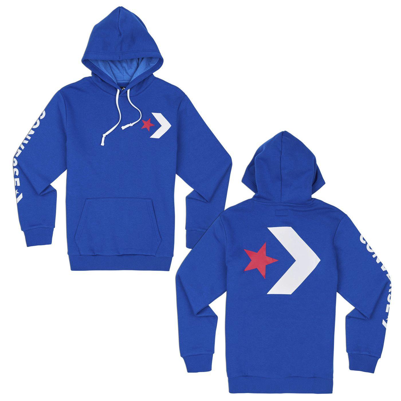 CONVERSE STAR CHEVRON PULLOVER HOODIE SLIM FIT - CONVERSE BLUE - CONMJ1118455 - 10007744-A02