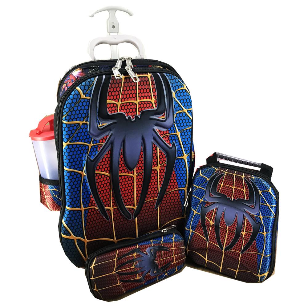 BGC 4 in 1 Spiderman Otot Koper Set Troley 6 Roda + Lunch Bag + Kotak