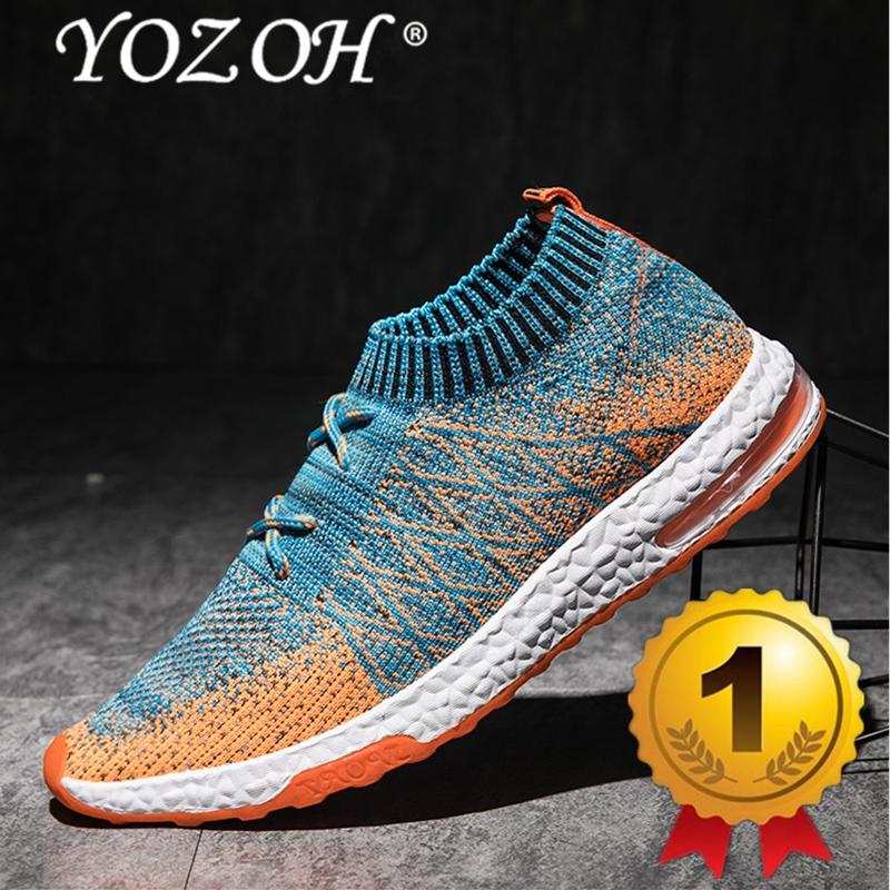 YOZOH Menjalankan Sepatu For Pria Mesh Bernapas Olahraga Sepatu Pria Tinggi Meningkatkan Sneakers Pria English