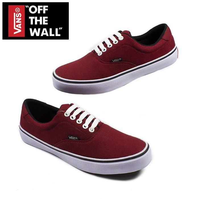 Vans-Sepatu Casual Pria dan Wanita Sepatu Sneakers Vans Era Authentic Warna Merah