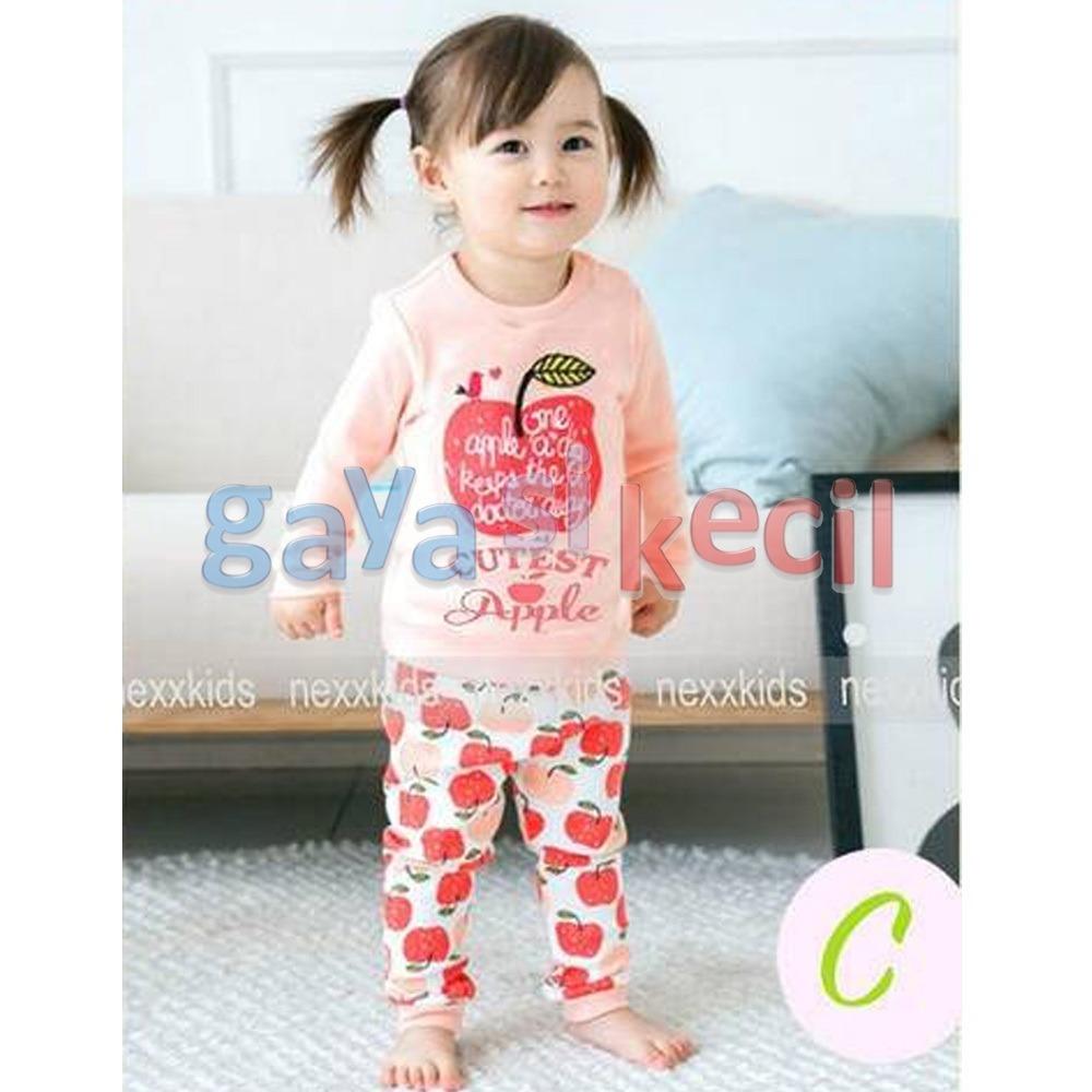 Gaya Si Kecil Piyama Anak Bayi Cewek Perempuan Cutest Apple Pink size 6BLN-3TH