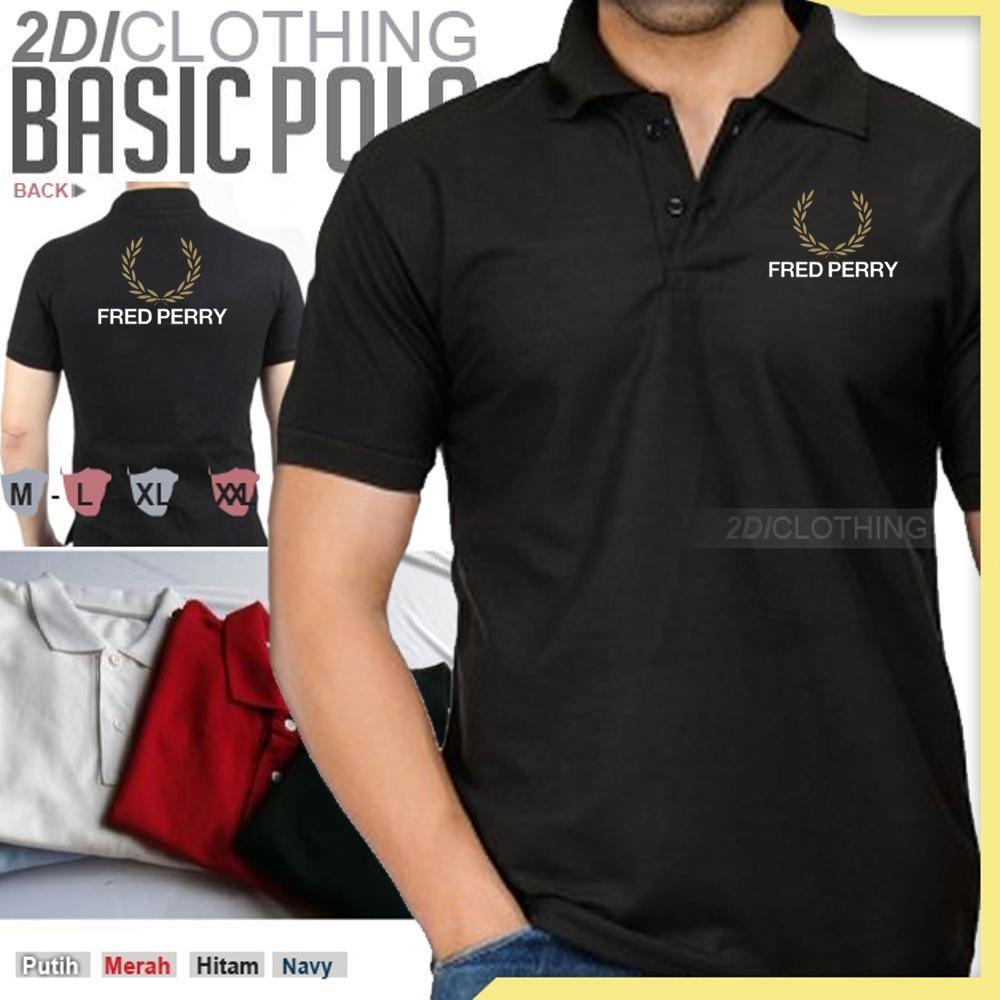 Polo Shirt Fred Perry Fashion Pria Kaos Kerah Polo Shirt Fred Perry Cowok Warna Hitam Navy Putih merah