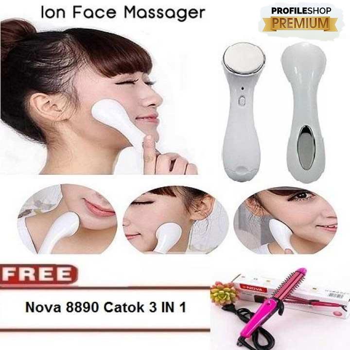 Pemijat Wajah ProfileShop & Setrika Wajah Microlonic Ion Pijat Wajah + Gratis Nova Catokan 3 IN 1 NHC 8890 1Pcs