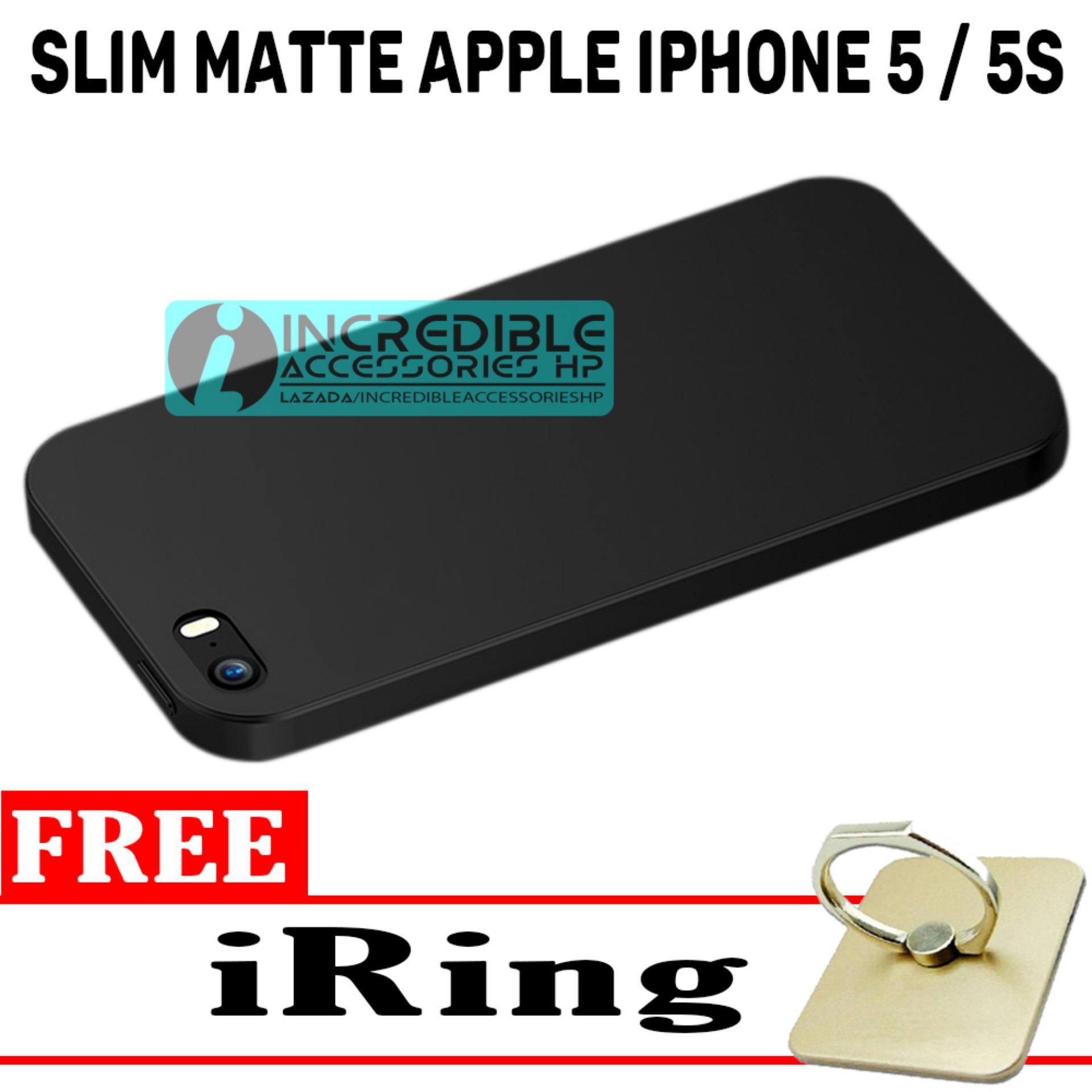 Anti Fingerprint Ultraslim Hybrid Case Baby Soft Babby Skin Softase Silicon Matte for Apple iPhone 5 / 5s - Black + Free iRing