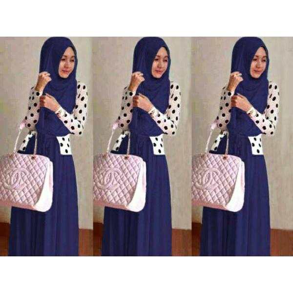 Promo Hari Ini Shereen Set Navy Baju Muslim Remaja Wanita Gamis Terbaru Shiren Set Navy Untuk
