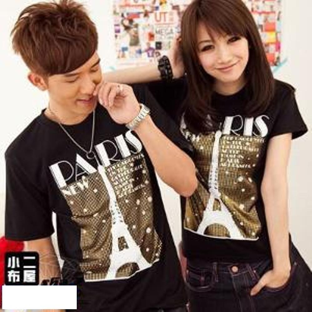 Fashion Story - Kaos Couple New Paris Hitam / Baju Kapel / kaos Pasangan / Fashion Couple