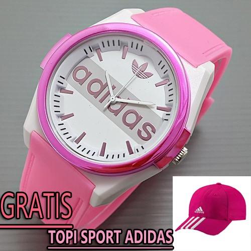 ADIDAS SPORT WATCH- Jam Tangan Wanita KASUAL FASHION SPORTY RUBBER STRAP BONUS TOPI BONUS BATERAI CADANGAN