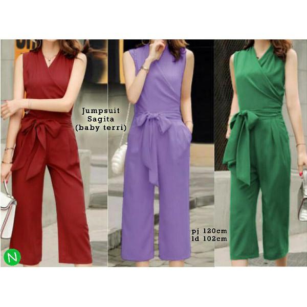Promo Celana Pendek Cn 52387 Jumpsuit Sagita Js Jp Polos Sexy Lengan Pendek Cewek Gaul Wanita Murah