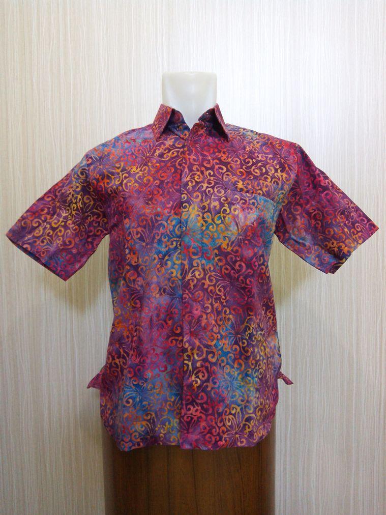 Kemeja Batik Baju Kerja Pria Lengan Pendek Formal Casual Kantor SP372 Maroon Kemeja Batik Casual Lengan Pendek dengan DESAIN EKSKLUSIF dan ELEGAN