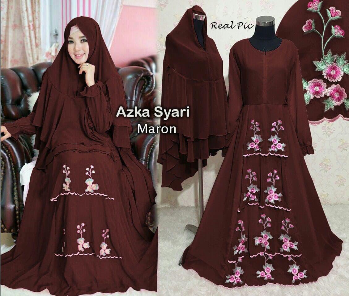 BAJU GAMIS PESTA SYARI BERGO MUSLIM JUMBO XXL ZASKIA WARNA MARON