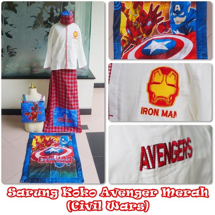 Baju Koko Avenger Merah XXL / baju koko / baju koko anak / baju muslim / baju koko karakter / baju koko murah / baju koko keren / baju koko lucu / baju koko berkualitas
