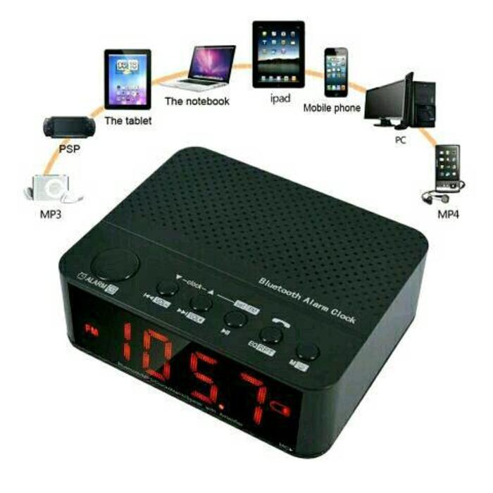 Referensi Speaker Aktif Speaker Desktop Unik Multifungsi With Bluetooth, Alarm, Jam - Hitam