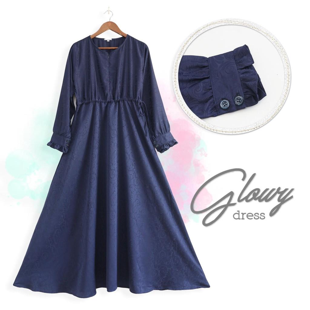 GLOWY DRESS - GAMIS MUSLIM JACQUARD SILK (White L)