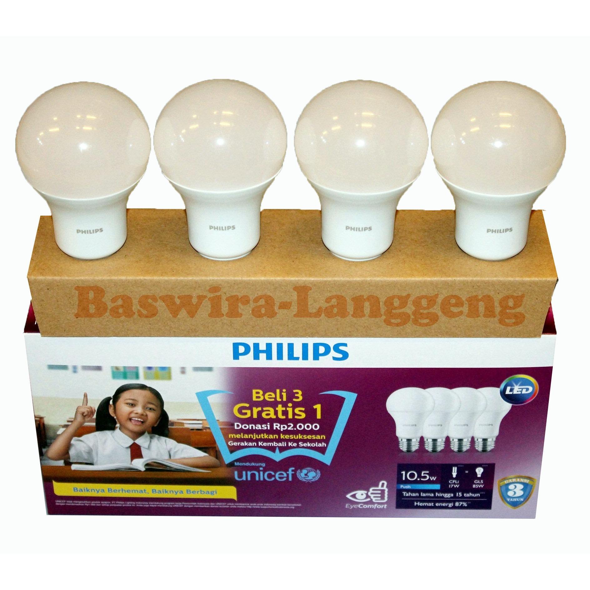 PHILIPS Led Bulb 10,5watt UNICEF Beli 3 gratis 1